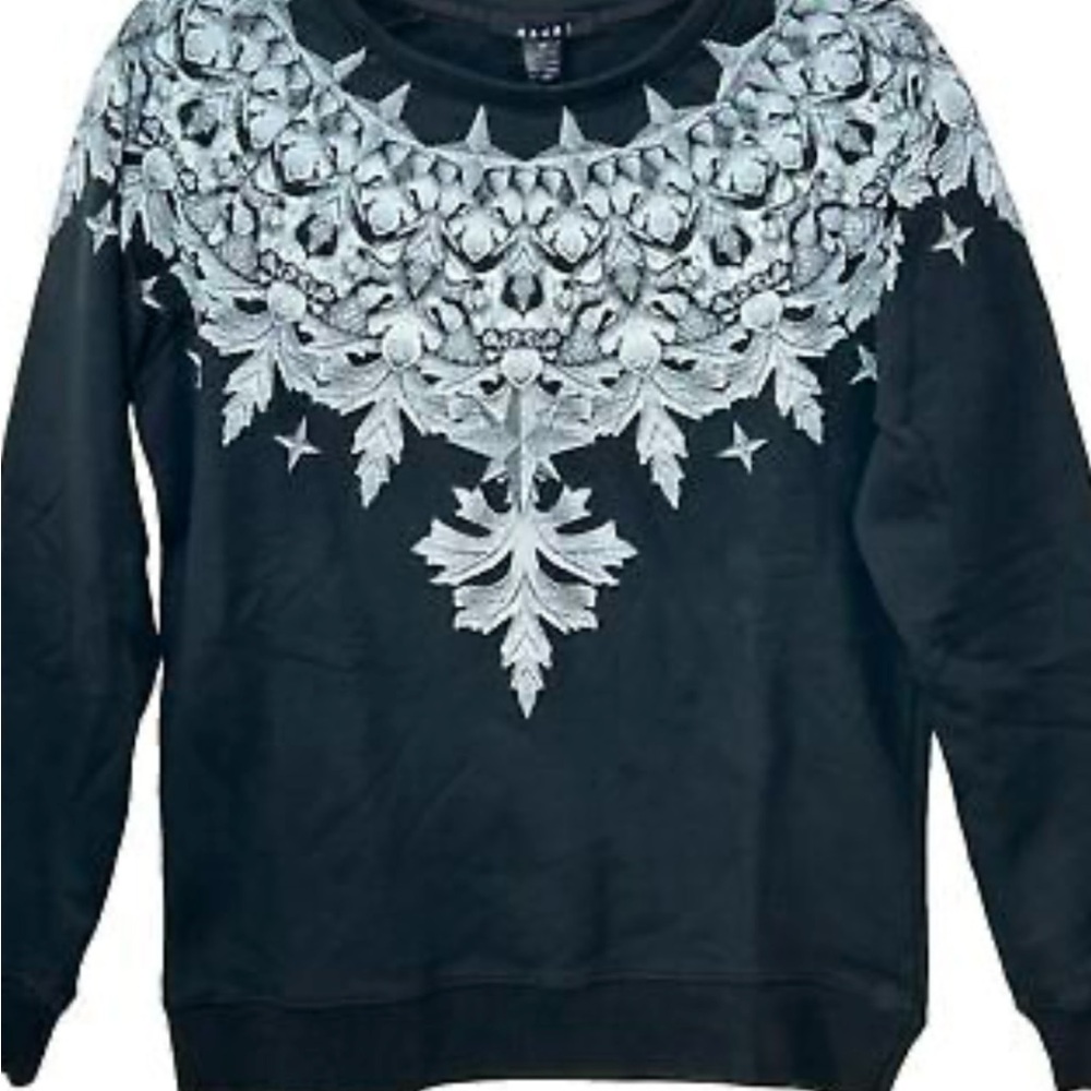 Ksubi Black and Silver Crew Neck Sweater with Intricate Detailing